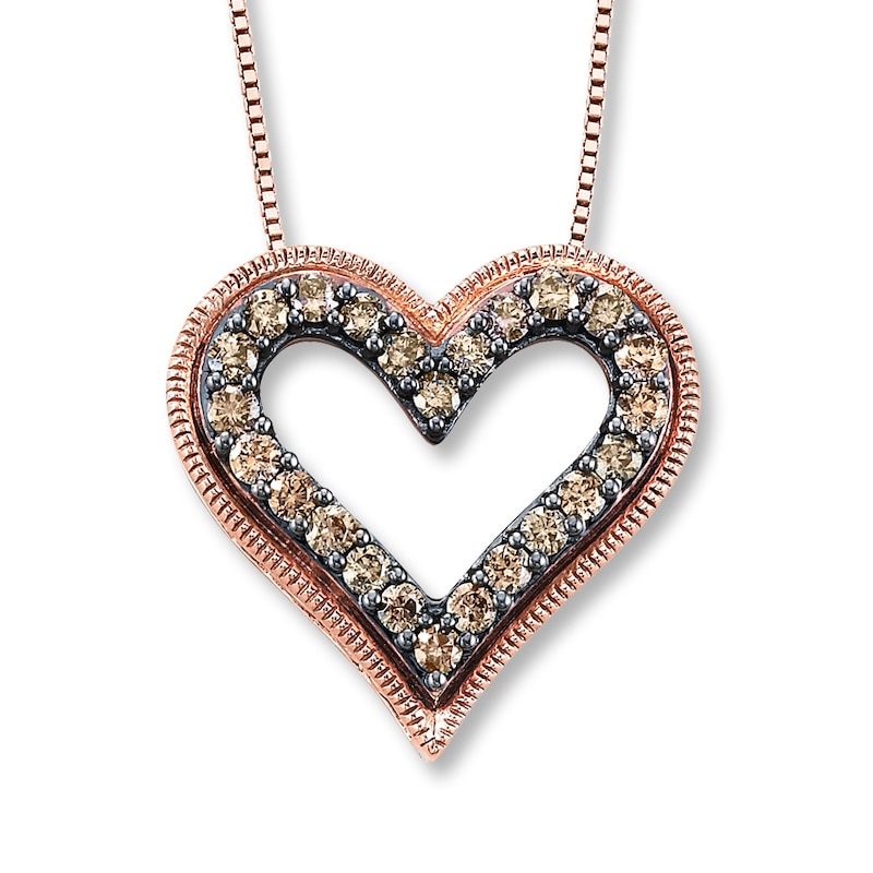 Previously Owned Heart Necklace 1/2 ct tw Brown Diamonds 10K Rose Gold