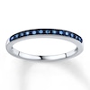 Thumbnail Image 1 of Previously Owned Blue Diamond Wedding Band 1/10 ct tw Round-cut 10K White Gold