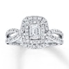 Thumbnail Image 0 of Previously Owned Diamond Engagement Ring 1 ct tw Emerald-cut 14K White Gold