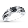 Thumbnail Image 1 of Previously Owned Black & White Diamond Engagement Ring 1 ct tw 10K White Gold Size 7.5