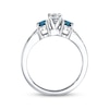 Thumbnail Image 2 of Previously Owned Blue/White Diamond 3-Stone Engagement Ring 3/4 ct tw Round-cut 10K White Gold