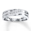 Thumbnail Image 1 of Previously Owned Men's Wedding Band 1/6 ct tw Diamonds 10K White Gold