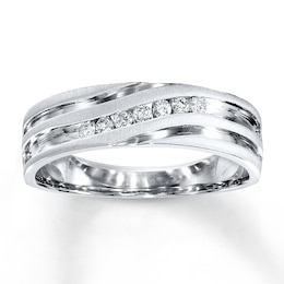 Previously Owned Men's Wedding Band 1/6 ct tw Diamonds 10K White Gold