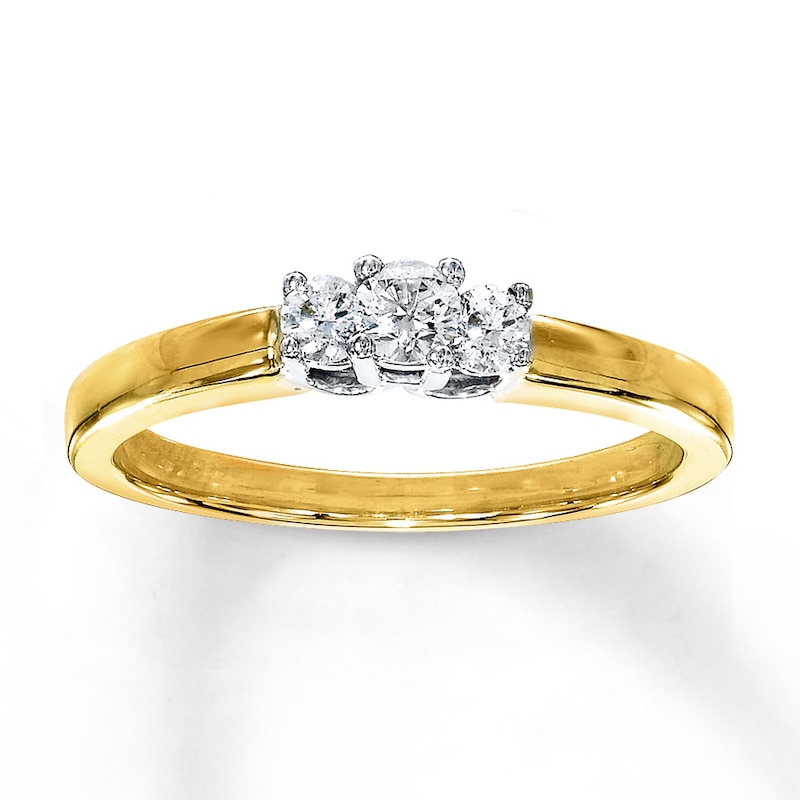 Main Image 1 of Previously Owned Three-Stone Diamond Ring 1/4 ct tw 10K Two-Tone Gold