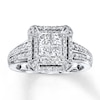 Thumbnail Image 0 of Previously Owned Diamond Engagement Ring 1 ct tw Princess/Round-Cut 14K White Gold