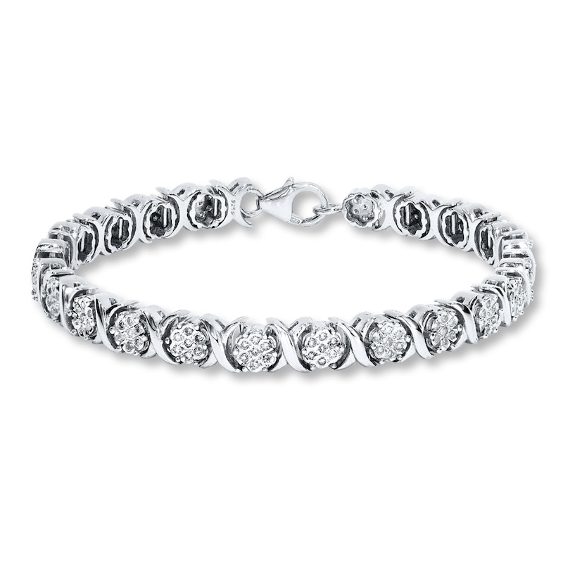 Main Image 1 of Previously Owned Diamond Bracelet 3/4 ct tw Round-cut Sterling Silver 7.5&quot;