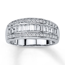 Previously Owned Diamond Band 3/4 ct tw Baguette & Round-cut 14K White Gold