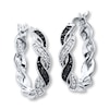 Thumbnail Image 0 of Previously Owned Black & White Diamond Hoop Earrings 1/6 ct tw Sterling Silver