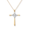Thumbnail Image 0 of Previously Owned Diamond Cross Necklace 1/20 ct tw Round-cut 10K Yellow Gold