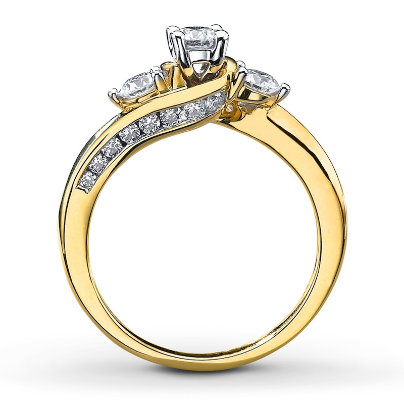 Previously Owned Three-Stone Diamond Ring 3/4 ct tw 10K Yellow Gold