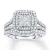Thumbnail Image 0 of Previously Owned Diamond Bridal Set 1-1/5 ct tw Round-cut 14K White Gold