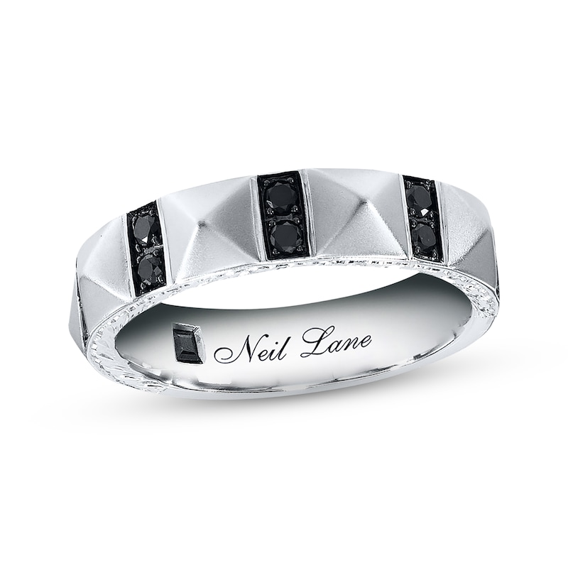 Previously Owned Neil Lane Men's Wedding Band 3/8 ct tw Black Round-cut Diamonds 14K White Gold