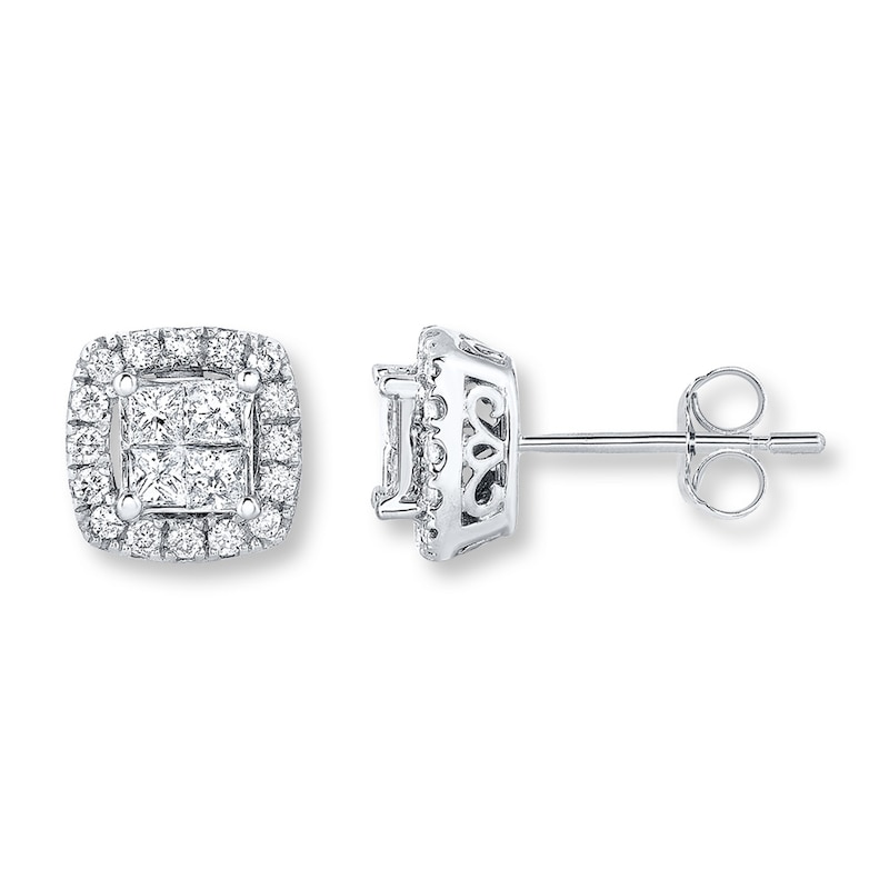 Main Image 1 of Previously Owned Earrings 3/4 ct tw Diamonds 14K White Gold