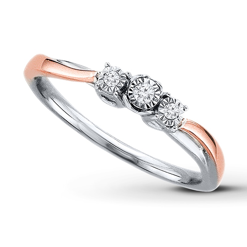 Main Image 1 of Previously Owned Diamond Promise Ring 1/20 ct tw Sterling Silver & 10K Rose Gold