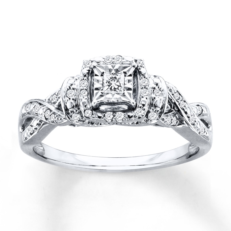 Previously Owned Diamond Ring 1/6 ct tw Princess-cut Sterling Silver ...