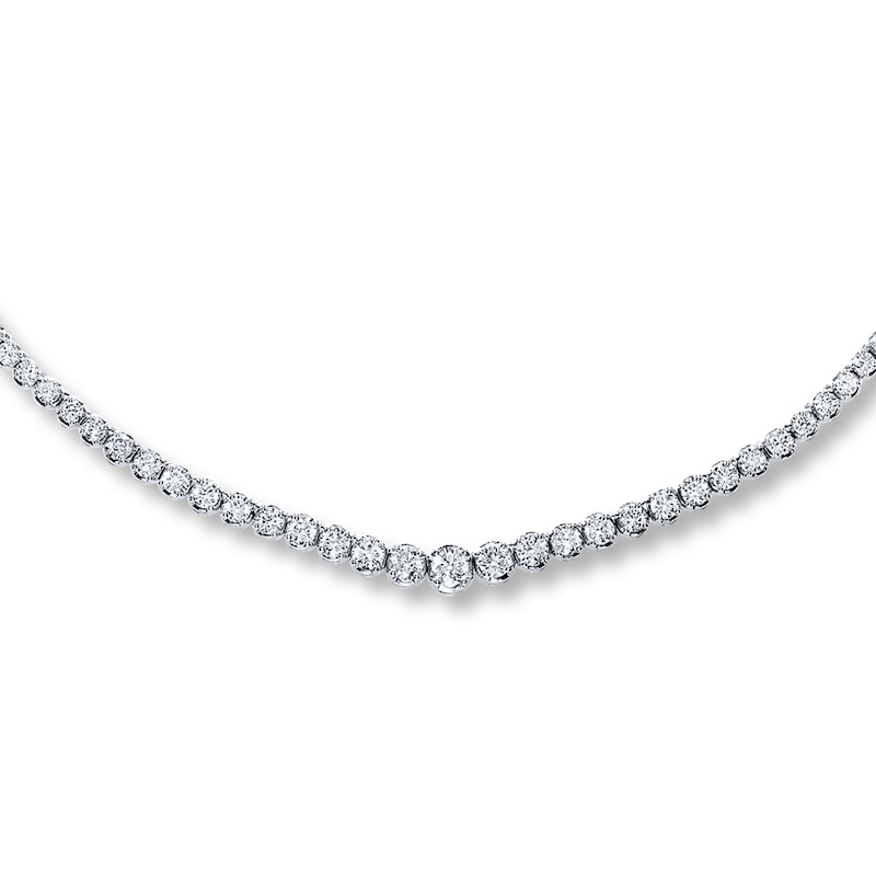 Main Image 1 of Previously Owned Certified Diamonds 7 ct tw Round-Cut 14K White Gold Necklace