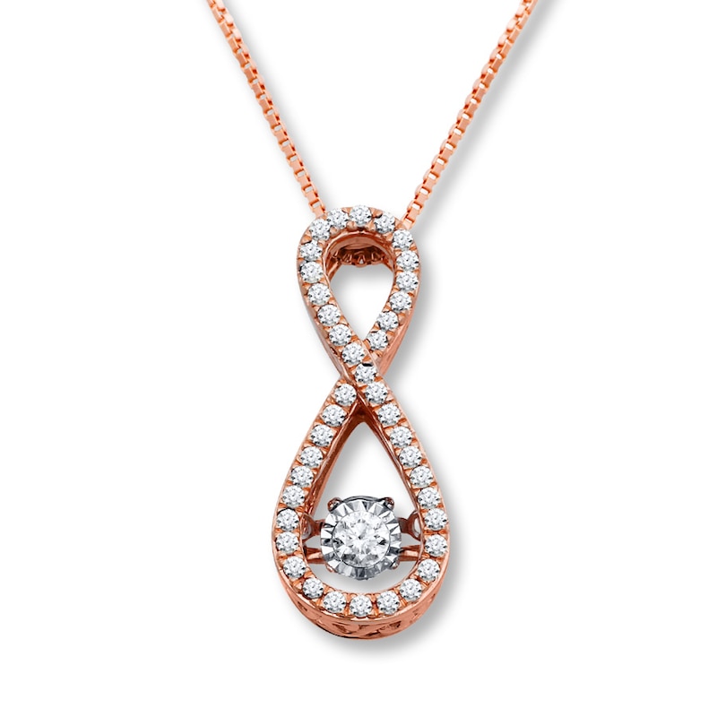 Main Image 1 of Previously Owned Diamonds in Rhythm 1/4 ct tw Necklace 10K Rose Gold