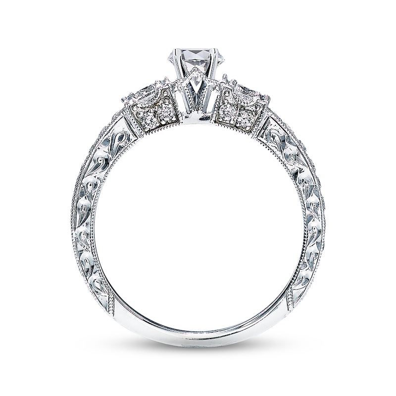 Main Image 2 of Previously Owned Neil Lane Diamond Engagement Ring 1-1/8 ct tw Princess & Round-cut 14K White Gold