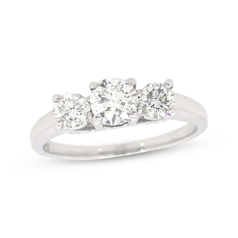 Main Image 1 of Previously Owned 3-Stone Diamond Engagement Ring 1 ct tw Round-cut 14K White Gold