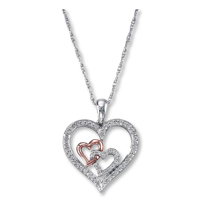 Main Image 1 of Previously Owned Diamond Necklace 1/4 ct tw Sterling Silver & 10K Rose Gold