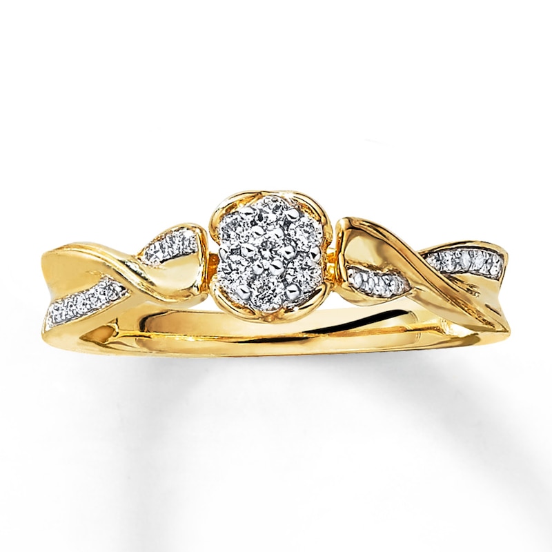 Main Image 1 of Previously Owned Ring 1/6 ct tw Round-cut Diamonds 10K Yellow Gold - Size 7