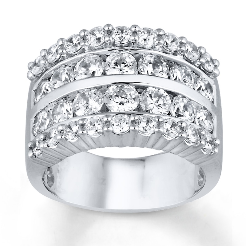 Main Image 1 of Previously Owned Diamond Anniversary Ring 3 ct tw Round-cut 14K White Gold