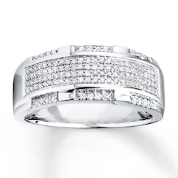 Previously Owned Men's Diamond Wedding Band 1/2 ct tw 10K White Gold