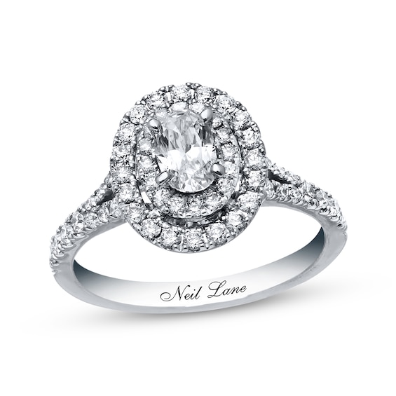 Previously Owned Neil Lane Diamond Engagement Ring 1 ct tw Oval & Round-cut 14K White Gold