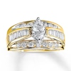 Thumbnail Image 0 of Previously Owned Diamond Engagement Ring 1-3/4 ct tw Marquise, Baguette & Round-cut 14K Yellow Gold