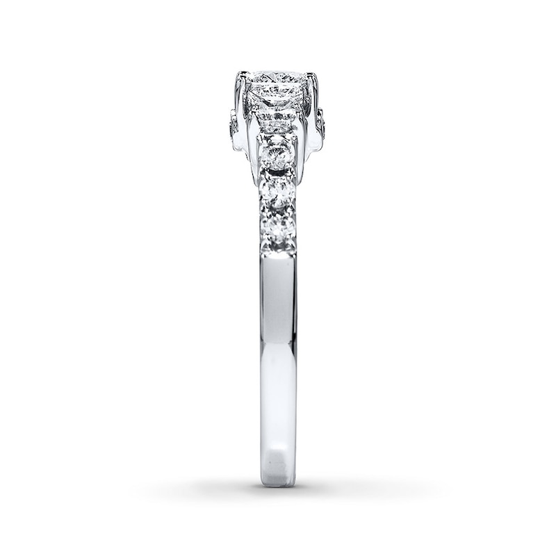 Main Image 3 of Previously Owned THE LEO Engagement Ring 7/8 ct tw Princess & Round-cut Diamonds 14K White Gold - Size 4