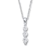 Thumbnail Image 0 of Previously Owned 3-Stone Diamond Necklace 1/4 ct tw Round-cut 10K White Gold