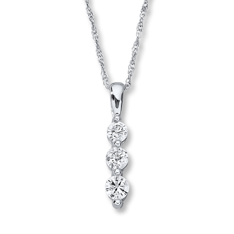 Previously Owned 3-Stone Diamond Necklace 1/4 ct tw Round-cut 10K White Gold