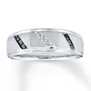 Thumbnail Image 1 of Previously Owned Men's Diamond Band 1/5 ct tw Black/White Round-cut 10K White Gold - Size 6