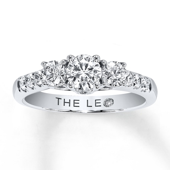 Previously Owned 3-Stone Leo Diamond Ring 1 ct tw Round-cut Diamonds 14K White Gold