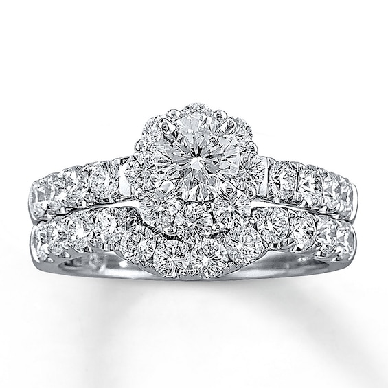 Previously Owned THE LEO Diamond Bridal Set 2 ct tw Round-cut 14K White Gold