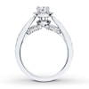 Thumbnail Image 1 of Previously Owned Diamond Bridal Set 1-1/5 ct tw Pear & Round-cut 14K White Gold