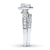 Thumbnail Image 2 of Previously Owned Diamond Bridal Set 1-1/5 ct tw Pear & Round-cut 14K White Gold