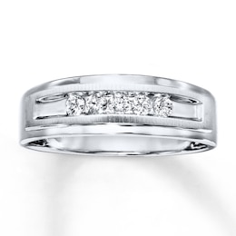 Previously Owned Men's Diamond Wedding Band 1/4 ct tw Round-cut 10K White Gold