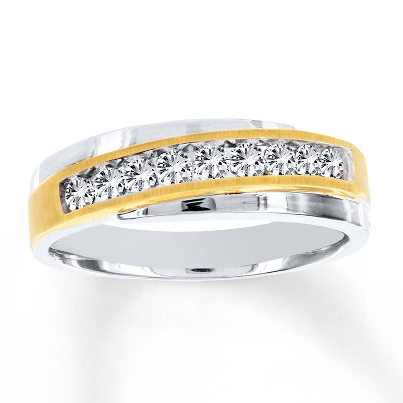 Previously Owned Men's Diamond Wedding Band 1/2 ct tw Round-cut 10K Two-Tone Gold