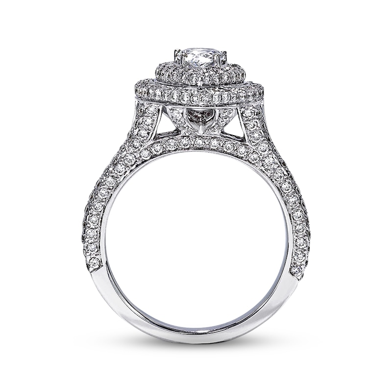 Previously Owned Neil Lane Diamond Engagement Ring 1-3/4 ct tw Pear & Round-cut 14K White Gold - Size 4.5