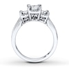 Thumbnail Image 1 of Previously Owned Three-Stone Ring 1 ct tw Princess & Round-cut Diamonds 14K White Gold - Size 9.5