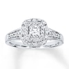 Thumbnail Image 1 of Previously Owned Diamond Engagement Ring 5/8 ct tw Princess, Baguette, & Round-cut 14K White Gold