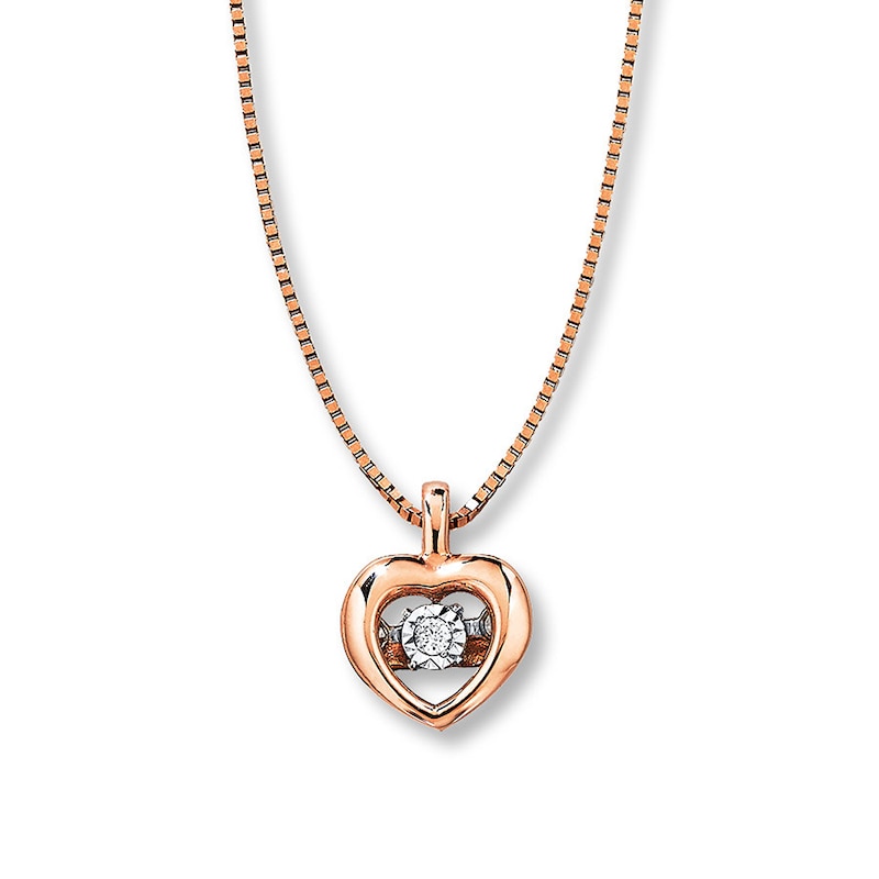 Main Image 1 of Previously Owned Petite Diamond Heart Necklace 10K Rose Gold