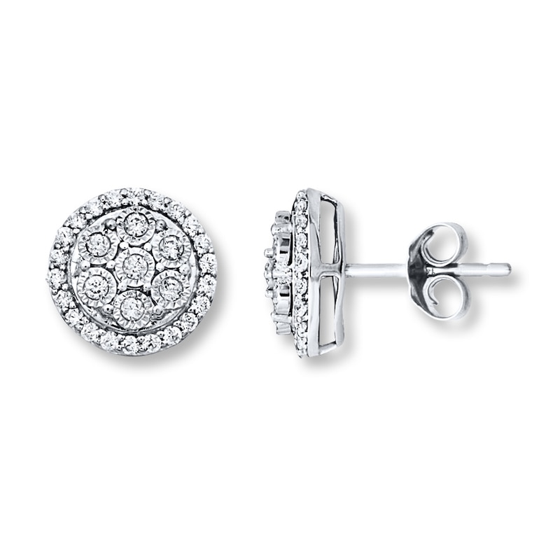 Main Image 1 of Previously Owned Diamond Earrings 1/2 ct tw Round-cut 10K White Gold