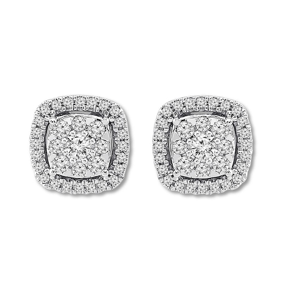 Previously Owned Diamond Stud Earrings 1 ct tw Round-cut 10K White Gold