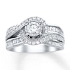 Thumbnail Image 0 of Previously Owned Ring 1 ct tw Round & Baguette-cut Diamonds 14K White Gold