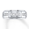 Thumbnail Image 1 of Previously Owned Diamond Men's Wedding Band 1/2 ct tw Round-cut 14K White Gold