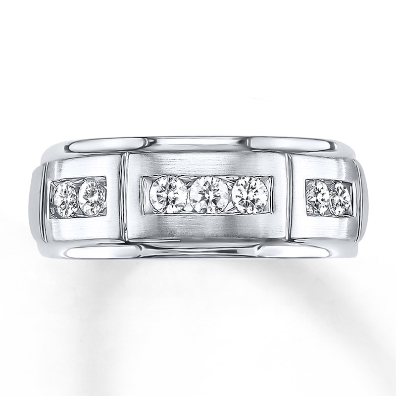 Main Image 1 of Previously Owned Diamond Men's Wedding Band 1/2 ct tw Round-cut 14K White Gold