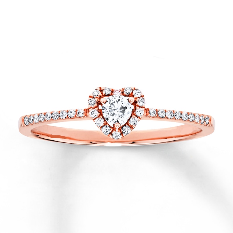 Main Image 1 of Previously Owned Diamond Heart Engagement Ring 1/4 ct tw Round-cut 10K Rose Gold