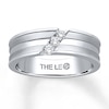 Thumbnail Image 1 of Previously Owned THE LEO Men's Wedding Band 1/6 ct tw Round-cut 14K White Gold